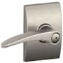 Schlage Manhattan Privacy Door Lever Set with Decorative Century Trim Satin Nickel