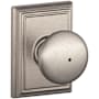 Schlage Plymouth Privacy Knob Set with Decorative Addison Trim Satin Nickel