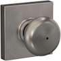 Schlage Plymouth Privacy Door Knob Set with Collins Trim Satin Nickel