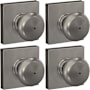 Schlage Plymouth Privacy Door Knob Set with Collins Rose - Pack of 4 Satin Nickel