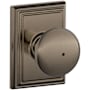 Schlage Plymouth Privacy Knob Set with Decorative Addison Trim Antique Pewter