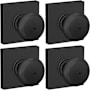 Schlage Plymouth Privacy Door Knob Set with Collins Rose - Pack of 4 Matte Black