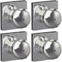 Schlage Plymouth Privacy Door Knob Set with Collins Rose - Pack of 4 Bright Chrome