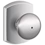 Schlage Plymouth Privacy Door Knob Set with Greenwich Trim Bright Chrome