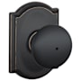 Schlage Plymouth Privacy Door Knob Set with Decorative Camelot Trim Aged Bronze
