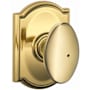 Schlage Siena Privacy Door Knob Set with Decorative Camelot Trim Polished Brass