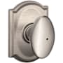 Schlage Siena Privacy Door Knob Set with Decorative Camelot Trim Satin Nickel