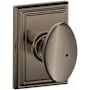 Schlage Siena Privacy Door Knob Set with Decorative Addison Trim Antique Pewter