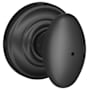 Schlage Siena Privacy Door Knob Set with Decorative Andover Trim Matte Black