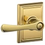 Schlage Avila Privacy Door Lever Set with Decorative Addison Trim Polished Brass