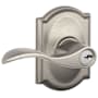 Schlage Accent Single Cylinder Keyed Entry Door Lever Set with Decorative Camelot Trim Satin Nickel