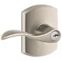 Schlage Accent Single Cylinder Keyed Entry Door Lever Set with Decorative Greenwich Trim Satin Nickel