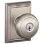 Schlage Andover Keyed Entry Door Knob Set with Decorative Addison Trim Satin Nickel