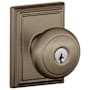 Schlage Andover Keyed Entry Door Knob Set with Decorative Addison Trim Antique Pewter