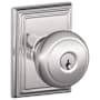 Schlage Andover Keyed Entry Door Knob Set with Decorative Addison Trim Bright Chrome