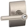 Schlage Broadway Single Cylinder Keyed Entry Door Lever Set with Decorative Century Trim Satin Nickel