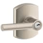 Schlage Broadway Single Cylinder Keyed Entry Door Lever Set with Decorative Greenwich Trim Satin Nickel