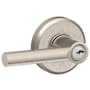 Schlage Broadway Single Cylinder Keyed Entry Door Lever Set with Decorative Greyson Trim Satin Nickel
