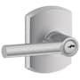 Schlage Broadway Single Cylinder Keyed Entry Door Lever Set with Decorative Greenwich Trim Satin Chrome