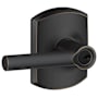 Schlage Broadway Single Cylinder Keyed Entry Door Lever Set with Decorative Greenwich Trim Aged Bronze