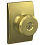 Schlage Bowery Single Cylinder Keyed Entry Door Knob Set with Decorative Century Trim Satin Brass