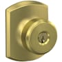 Schlage Bowery Single Cylinder Keyed Entry Door Knob Set with Decorative Greenwich Trim Satin Brass