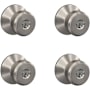 Schlage Bowery Keyed Entry Door Knob Set - Pack of 4 Satin Nickel