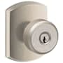Schlage Bowery Single Cylinder Keyed Entry Door Knob Set with Decorative Greenwich Trim Satin Nickel