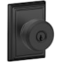 Schlage Bowery Keyed Entry Door Knob Set with Decorative Addison Trim Matte Black