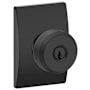 Schlage Bowery Single Cylinder Keyed Entry Door Knob Set with Decorative Century Trim Matte Black