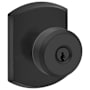 Schlage Bowery Single Cylinder Keyed Entry Door Knob Set with Decorative Greenwich Trim Matte Black