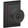 Schlage Bowery Keyed Entry Door Knob Set with Decorative Addison Trim Aged Bronze