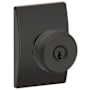 Schlage Bowery Single Cylinder Keyed Entry Door Knob Set with Decorative Century Trim Aged Bronze