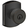 Schlage Bowery Single Cylinder Keyed Entry Door Knob Set with Decorative Greenwich Trim Aged Bronze
