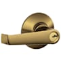 Schlage Elan Single Cylinder Keyed Entry Door Lever Set with Emergency Egress Antique Brass
