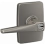 Schlage Custom Eller Passage or Privacy Door Lever Set with Greene Trim Satin Nickel