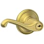 Schlage Flair Single Cylinder Keyed Entry Door Lever Set Satin Brass