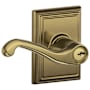 Schlage Flair Single Cylinder Keyed Entry Door Lever Set with Decorative Addison Trim Antique Brass