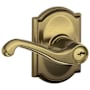 Schlage Flair Single Cylinder Keyed Entry Door Lever Set with Decorative Camelot Trim Antique Brass