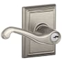 Schlage Flair Single Cylinder Keyed Entry Door Lever Set with Decorative Addison Trim Satin Nickel