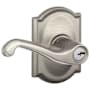 Schlage Flair Single Cylinder Keyed Entry Door Lever Set with Decorative Camelot Trim Satin Nickel