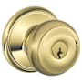 Schlage Georgian Keyed Entry Door Knob Set Lifetime Polished Brass