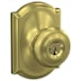 Schlage Georgian Keyed Entry Door Knob Set with Decorative Camelot Trim Satin Brass