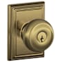 Schlage Georgian Keyed Entry Door Knob Set with Decorative Addison Trim Antique Brass