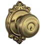 Schlage Georgian Keyed Entry Door Knob Set with Decorative Brookshire Trim Antique Brass