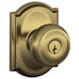 Schlage Georgian Keyed Entry Door Knob Set with Decorative Camelot Trim Antique Brass