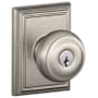 Schlage Georgian Keyed Entry Door Knob Set with Decorative Addison Trim Satin Nickel