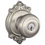Schlage Georgian Keyed Entry Door Knob Set with Decorative Brookshire Trim Satin Nickel