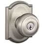 Schlage Georgian Keyed Entry Door Knob Set with Decorative Camelot Trim Satin Nickel