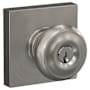 Schlage Georgian Keyed Entry Single Cylinder Door Knob Set with Decorative Collins Trim Satin Nickel